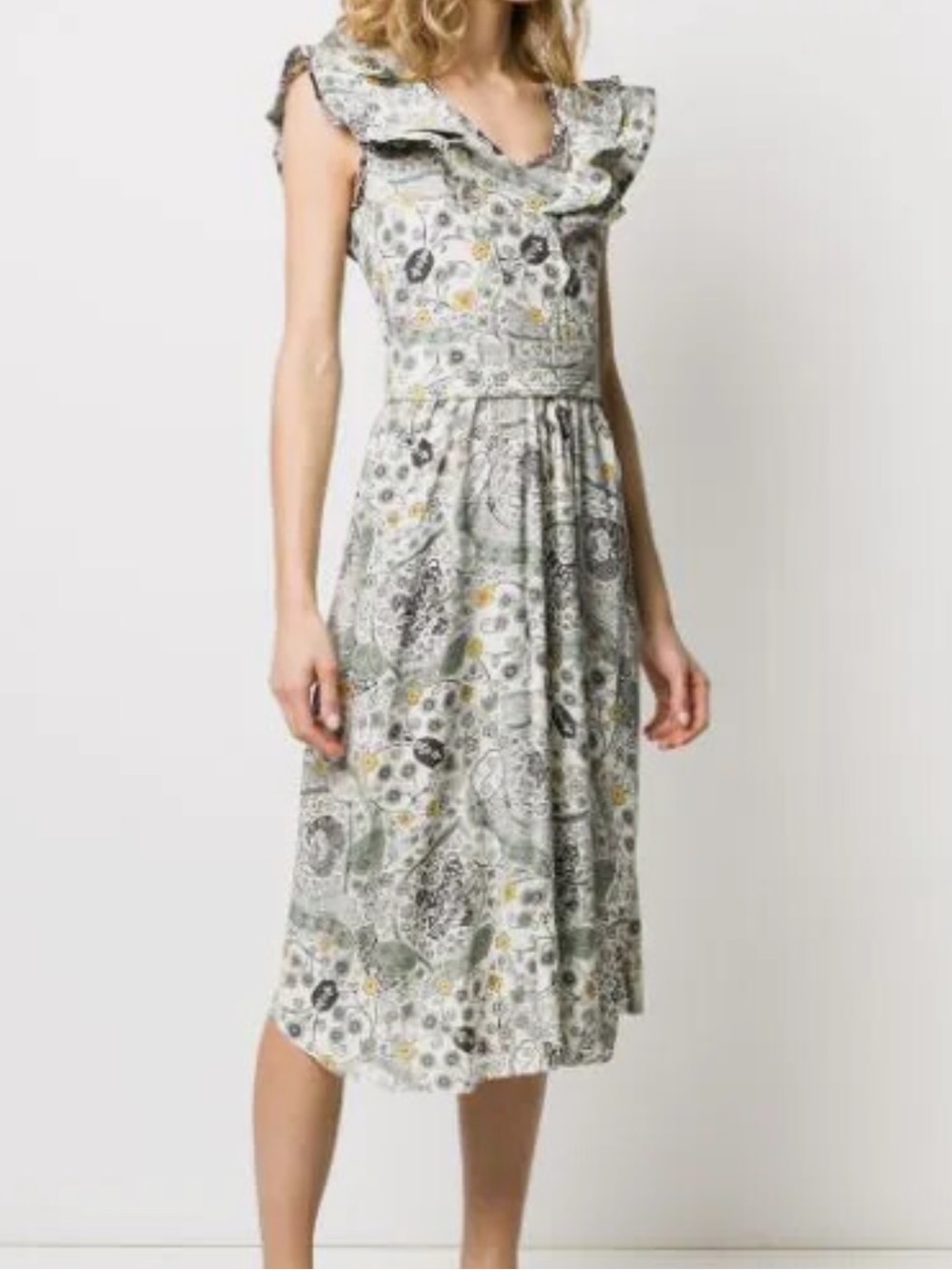 Isabel Marant Étoile Sz 38/ US 6 Dress Coraline Flutter Sleeve Midi Boho Retro.